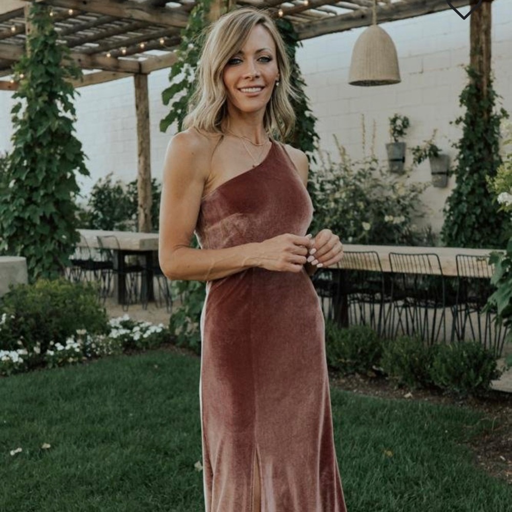 Velvet One Shoulder Maxi Dress